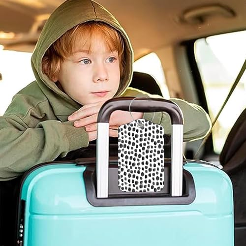 Black White Dots Luggage Tag for Suitcase 2 Pack Leather Luggage Tag with Privacy Flap Name ID Label and Metal Loop for Women Men Travel