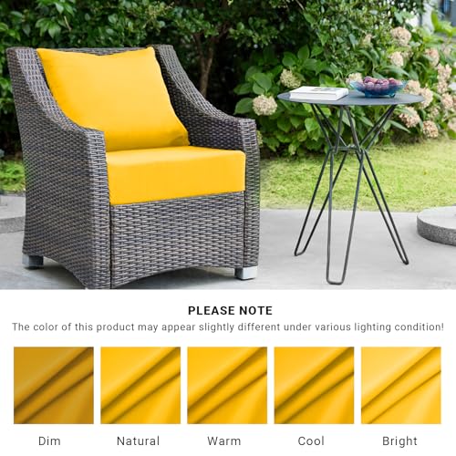 Image of IPYNBAP Outdoor Cushions for Patio Furniture,Outdoor Seat Cushion Set 24 x 24 x 4 Inch,Waterproof & Fade Resistant Outdoor Chair Cushions,Deep Patio Chair Cushion with Removable Cover,Yellow