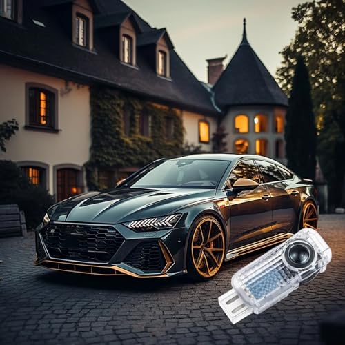 Menibeuty 4 Stück Autotür Licht Projektor Logo, Willkommenslicht Auto Eingang Beleuchtung Zubehör, 4udi Türbeleuchtung für A1/A3/A4/A5/A6/A7/A8/Q2/Q3/Q5/Q7/Q8/TT/R8 Unterbodenbeleuchtung Zubehör