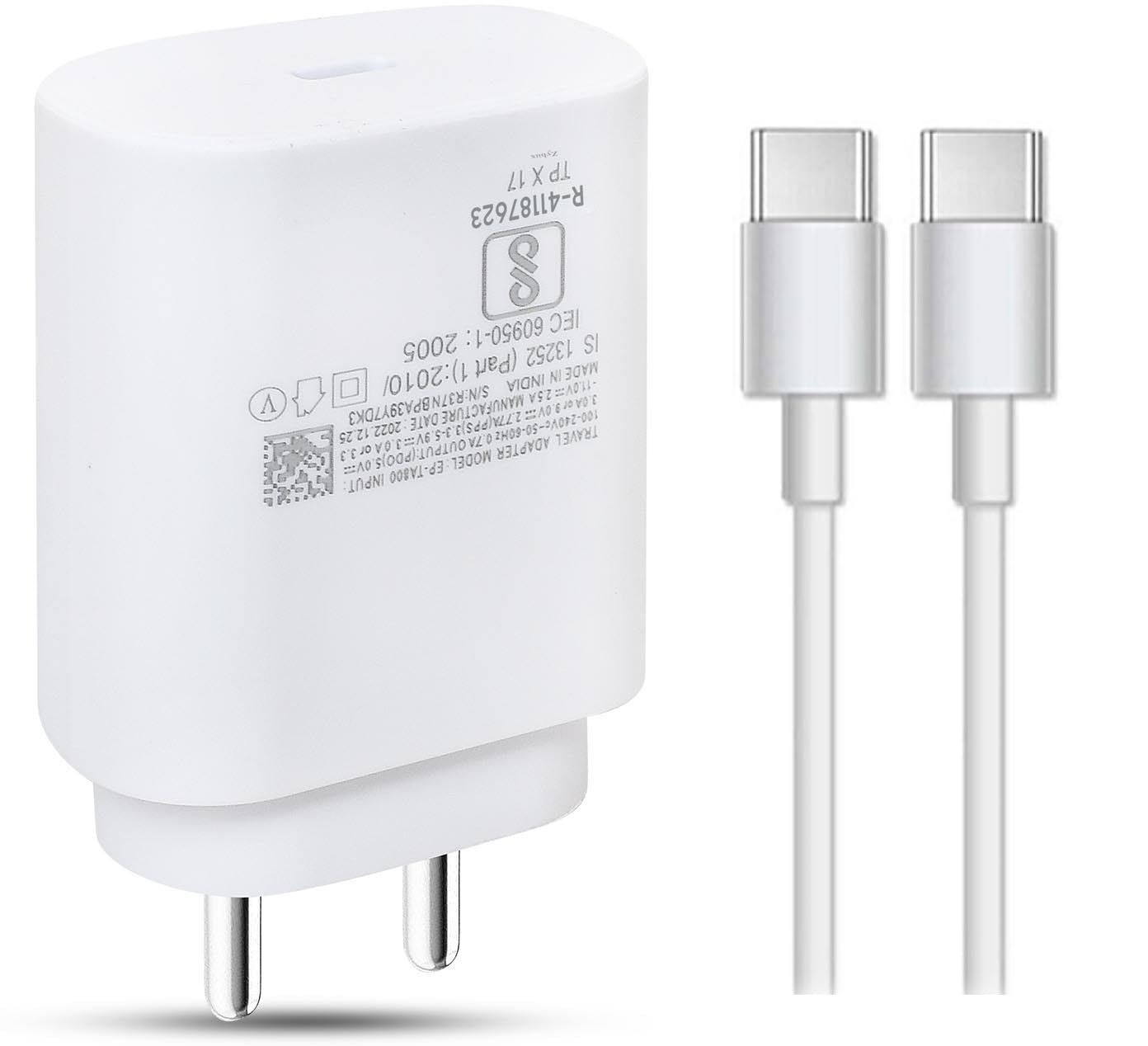 25W Type-C Charger with Cable Compatible with Samsung Galaxy S/A/M/F/Z Series | Super Fast Charger Cable for S24 Ultra/S23/S22/S21/21 fe/S20/M14 5G/M34/M54/M53 5g/M33/M13/A34/A54 5g (B0D9M39ZLB) Amazon Price History, Amazon Price Tracker