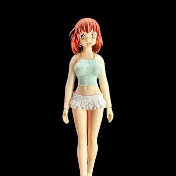 Fremego 1/12 Scale Female Clothes,Female Swimsuit Elastic Chest Wrapped Vest Short Skirt Swimwear Clothing for 6inch TBL Romankey Aciton Figure Green Vest&White Skirt