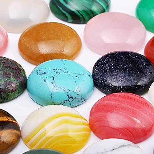Miniatura 4 de Cabujón - Cuentas de piedra natural, redondas, de colores surtidos, sueltas, sin agujero, hechas a mano, para hacer joyas, 0.472 pulgadas,