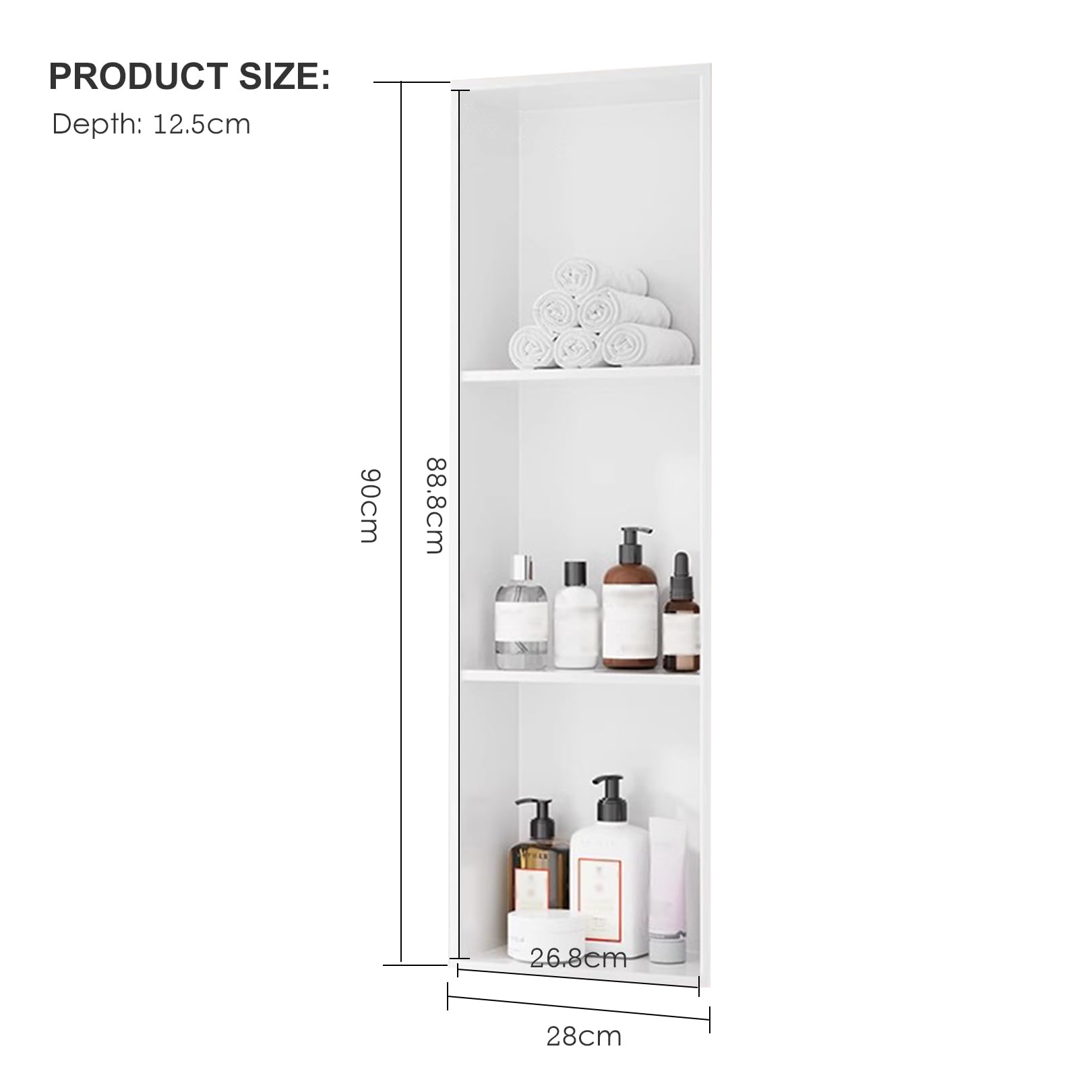 Mensola da doccia in acciaio inox, impermeabile, da incasso, per ambienti umidi, facile installazione per la casa e il rinnovamento del bagno, design durevole ed elegante