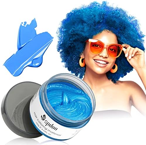 Blue Hair Dye Temporary Hair Color Wax, Blue Color Hair Wax Hair Paint, Colored Hair Dye Wax for Men Women Kids Daily Party Cosplay Halloween DIY Hair Color