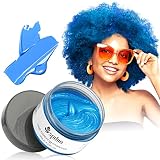 Blue Hair Dye Temporary Hair Color Wax, Blue Color Hair Wax Hair Paint, Colored Hair Dye Wax for Men