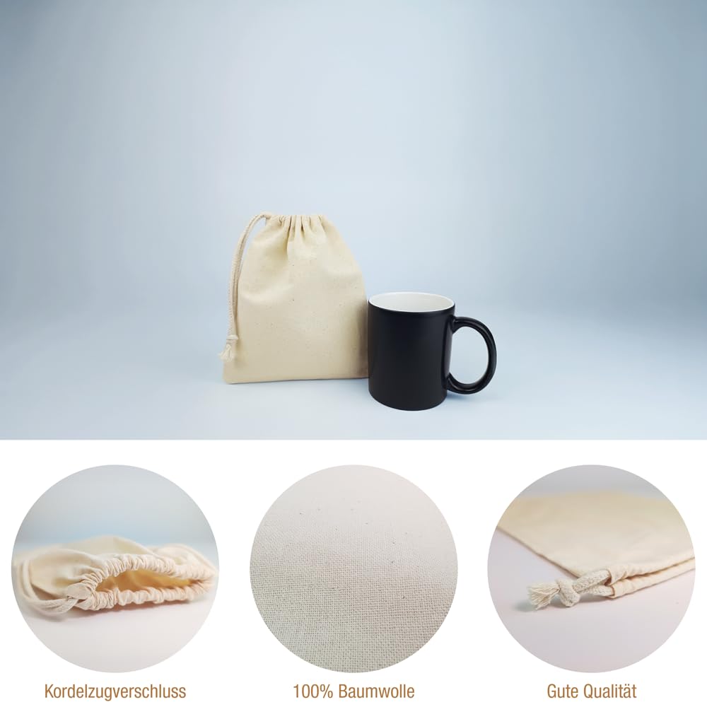 Baumwollbeutel 17x20 cm mit Kordelzug – kleine Stoffbeutel aus Baumwolle für Aufbewahrung, Geschenke oder Adventskalender - OEKO-TEX® STANDARD 100 zertifiziert (Beige (100 Stk.))