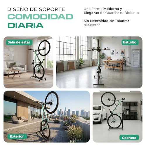 Miniatura 2 de Genérico Chiros Soporte Bicicletas Suelo Vertical Metálico Aparca Bicis De Suelo Compacto Y Estable Soporte Bicicleta Suelo Y Caballete Bicicleta Taller Urbana, Mtb Y Paseo Hasta 4