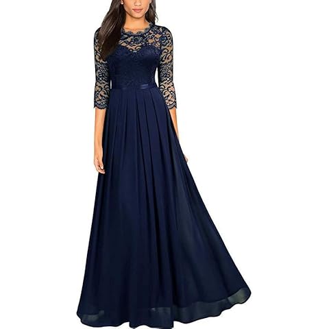 Women's Vintage Floral Lace Maxi Dress Cover