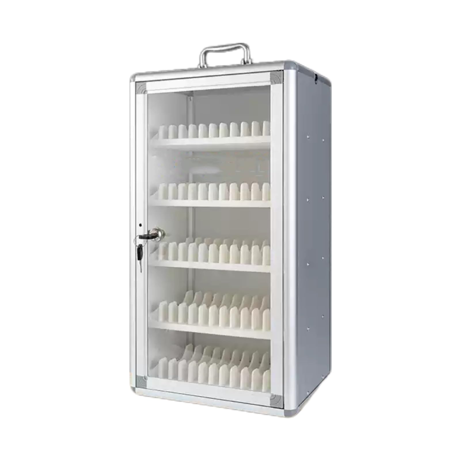 Mobile Phone Storage Cabinet Transparent Mobile Phone Storage Cabinet Aluminum Alloy Mobile Phone Storage Cabinet,Stable Structure with Lock and Key Portable,Suitable for School Factory Office(60 grid