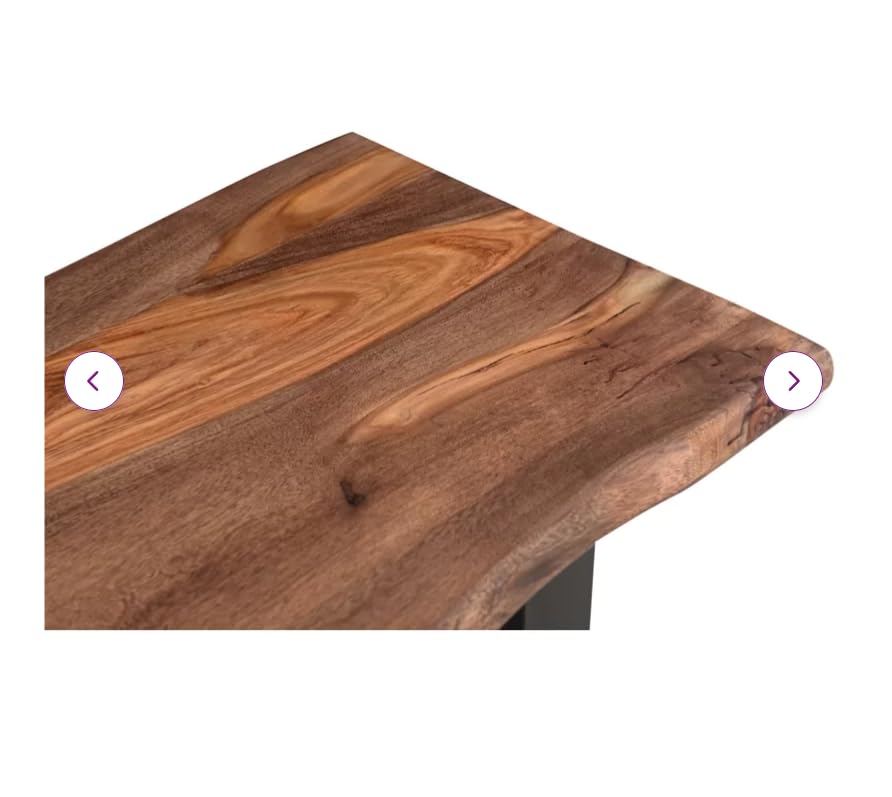 Image of Homey Essense Contemporary Metal & Solid Sheesham Wood Live Edge for Entryway, Live Edge Console Table for Hallway, Console Table for Living Room | Brown