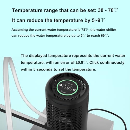Carfree Fish Aquarium Chiller Semiconductor Technology Cooling Water Low Noise 35dB Long Service Life Small Size Energy-Saving for ≤8Gal Tank(Patent No.: US D1065431S)