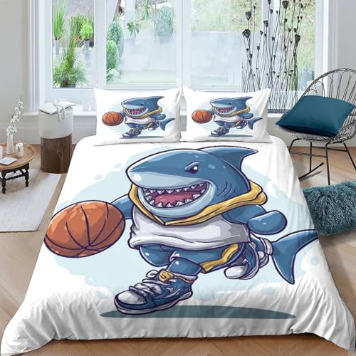 Housse de couette basket requin 135x200cm en microfibre 3D haute résistance - 4