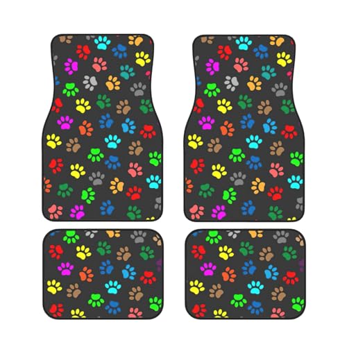 Alfombrillas de coche para viajar con mascotas juego de 4 piezas con huellas divertidas