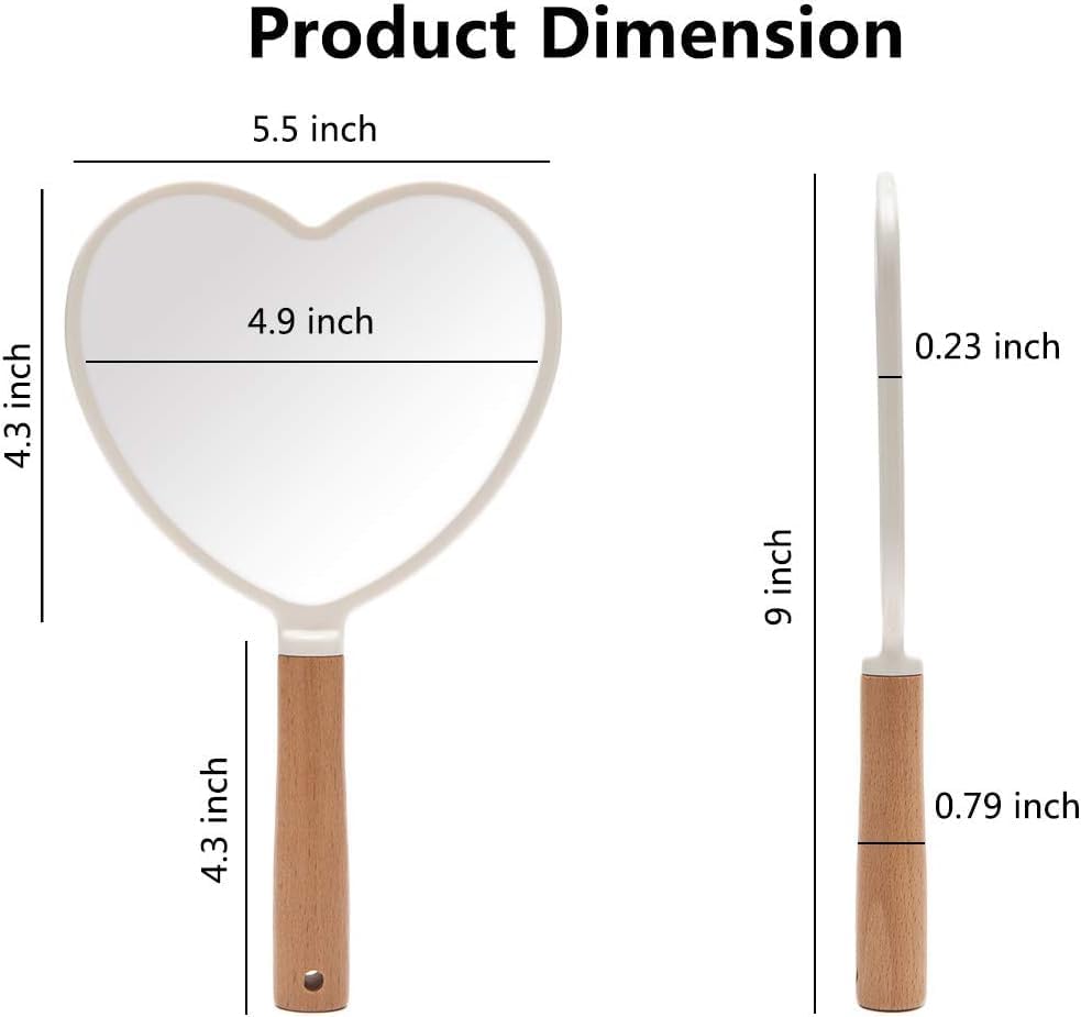 Image of Compact Travel Handheld Mirror with Comfy Handle for Makeup - Small Wood Hand Mirror, Single-Sided Reflection Hanging Hole (Pack of - 1)