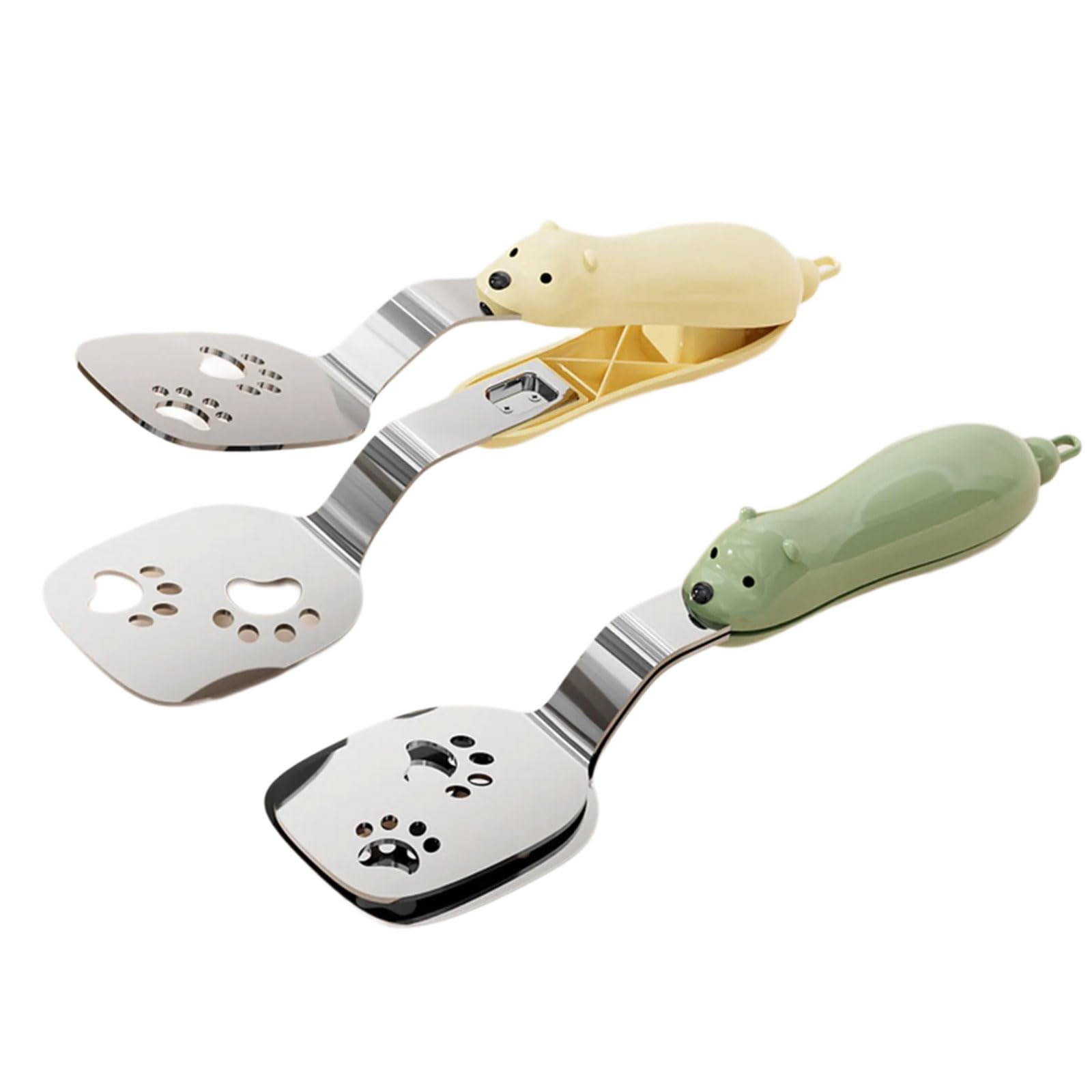 Whoasyst Lasting Double Head Cooking Tool Fish Turner and Tongs Combo Dishwasher Safe Permanent Kitchen Utensil Set