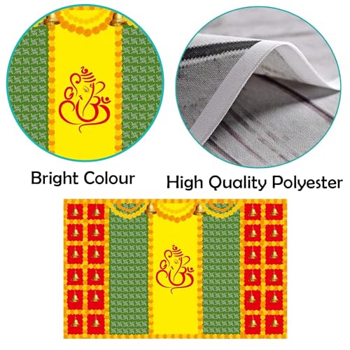 Image of Banana Leaf Decorative Backdrop Cloth for Wedding, Mehndi and Festivals. It's Perfect for Wedding, Party, Newborn Celebration, Haldi, Mehndi and All Other Festive Occasion.(8*5) ft (Design 16)