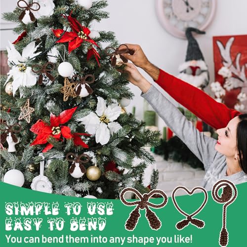 Prasacco 12 Pcs Christmas Garland Ties, 15.7 Inch Decorative Flexible Reusable Ties, Brown - Image 4