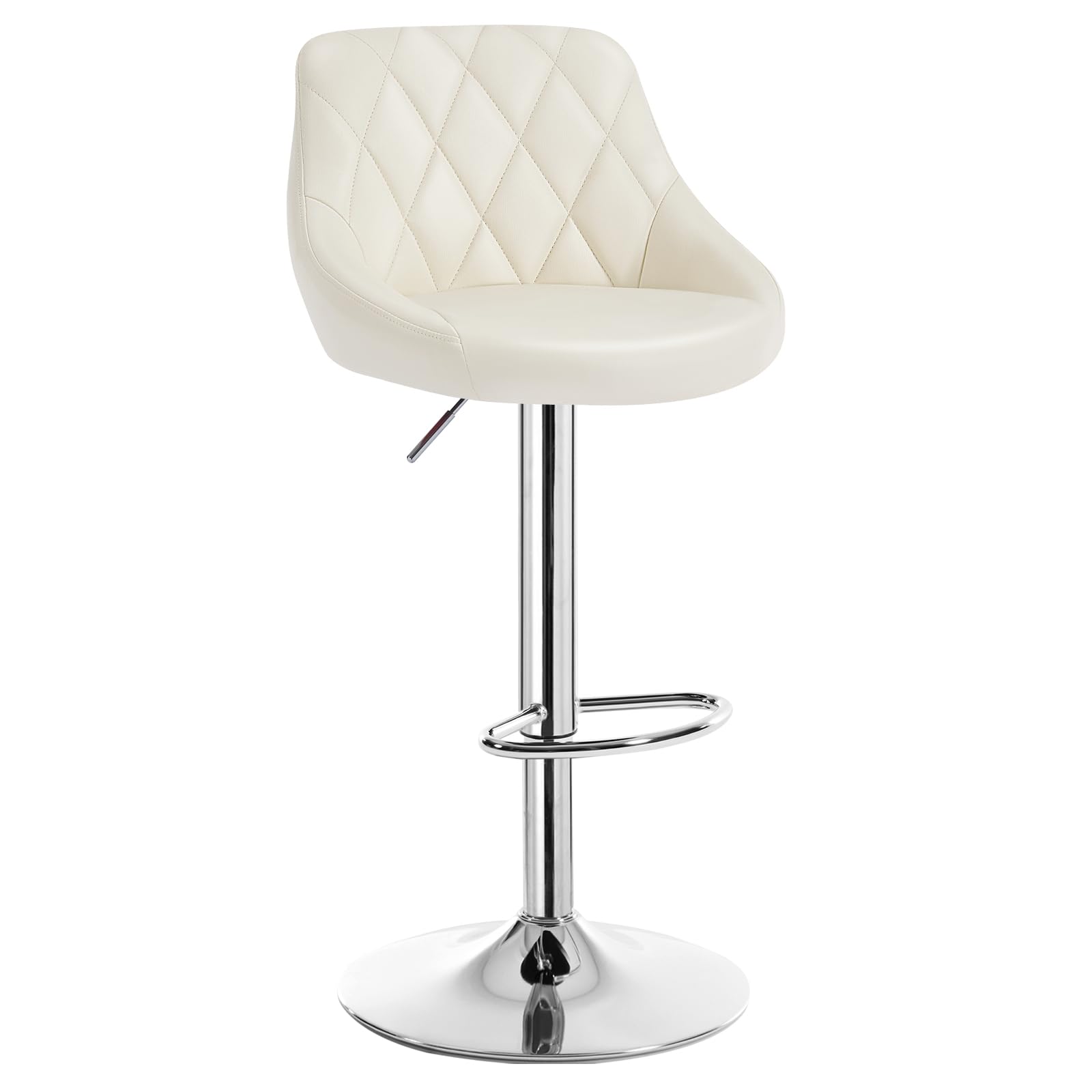 WOLTU 1er Barhocker Barstuhl, leichte reinige Kunstleder, Gute gepolsterte Sitzfläche, Höhenverstellbar, 360° Drehbar, Farbwahl, in Creme