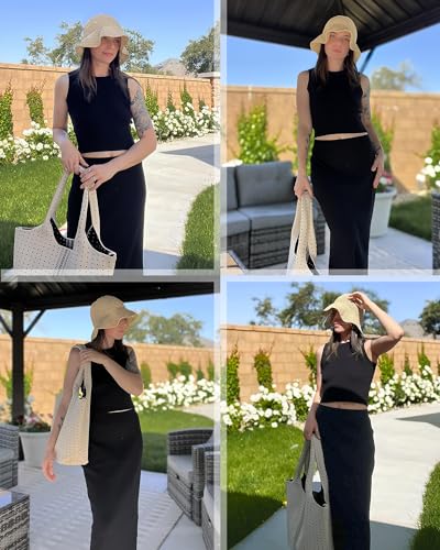 Image of Arach&Cloz Women's Non See Through 2 Piece Sets Tank Top and Midi Skirt Knit Outfits