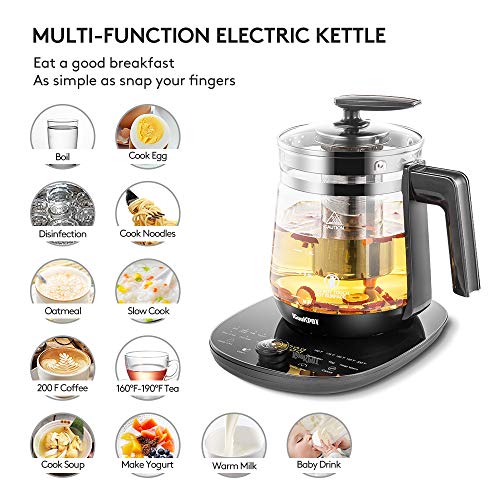 ICOOKPOT Electric Kettle Temperature Control Glass Tea Kettle Programmable Control Tea Pot, 2 Liter Stainless Steel Tea Maker & Coffee Kettle with Tea Infuser, Egg Cooker and Yogurt Box, BLACK by ICOOKPOT - Image 3