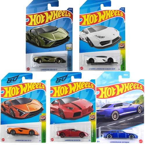 Carritos, Toy YogaDer 5 Juegos Hot Wheels Collector Vehículo de Colección Lamborghini Sian FKP 37/ESTOQVE/Huracan/REVENTON a Escala 1:64 para niños de 3 años en adelante