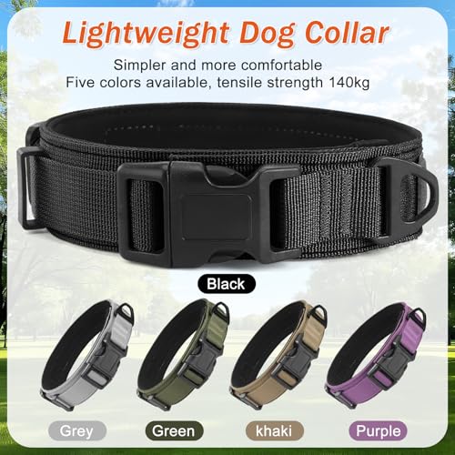 Ledeak Taktisches Hundehalsband, Verstellbares Polypropylen Nylon Hunde Halsband mit Sicherheitsschnalle, Gepolstert Weich Hundehalsbander, Tactical Dog Collar für Mittlere Große Hunde (Violett, M)