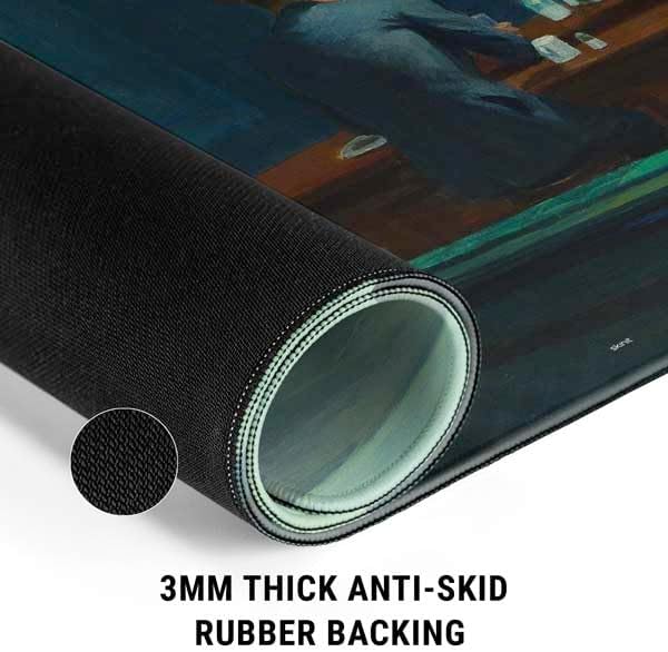 Skinit Extra Large Gaming Mouse Pad - Officially Licensed Edward Hopper Nighthawks 1942 Design with Stitched Edges, Waterproof, Non-Slip Rubber Base, Desk Mat for Keyboard & Mouse