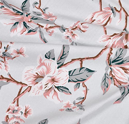 Image of LINENWALAS Cotton Peach Grey Botanical Print Curtains for Window Set of 2, Linen Textured Doors Curtains for Home Decor, Hangs Elegantly with Back Loops (4.5ft x 6 ft, Botanical Print)