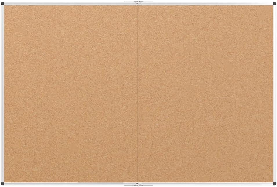 VIZ-PRO Large Cork Bulletin Board/Foldable Noticeboard, 60 X 48 Inches, Silver Aluminium Frame