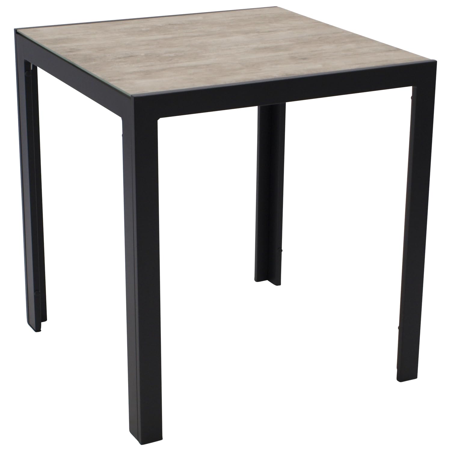 DEGAMO Bistrotisch Gartentisch Roma 70x70cm, Aluminium anthrazit + Glas Keramikoptik naturfarben, Outdoor