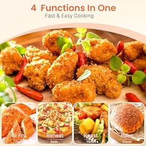 Small compact air fryer 21qt 4 in 1 small mini airfryer bake roast reheat 98 less oil adjustable temperature control w 12h timer quiet nonstick dishwasher safe basket bpa free red  urban country home decor