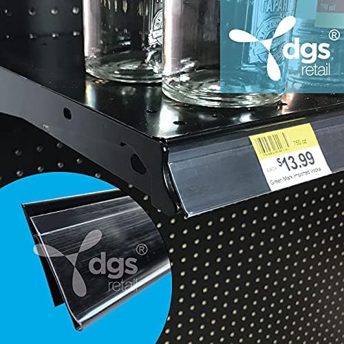 Shelf Label Strips 50 Pack Snap-in Angled 1.25”H Shelf Label Holder Strips for Metal Wood or Plastic Gondola Shelf with Price Tag Channel, PVC Plastic Clear Front/Black Back Strip for 48” Long Shelf