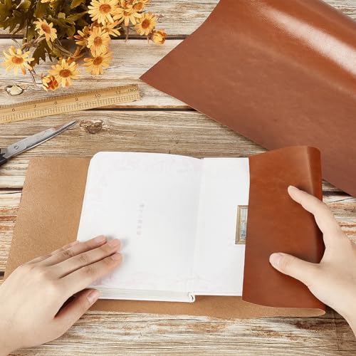 OLYCRAFT 120x43cm Braune Kunstleder Bucheinband Tuch Bucheinband 0.7mm dick Kunstleder Buch Tuch Leder ähnliche Bucheinband für Buchbinderei Geschenk Box Machen DIY Handwerk