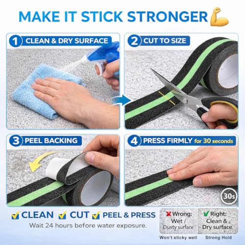 Image of Anti Slip Tape with Glow in Dark, 2inx60ft Grip Tape for Outdoor Waterproof