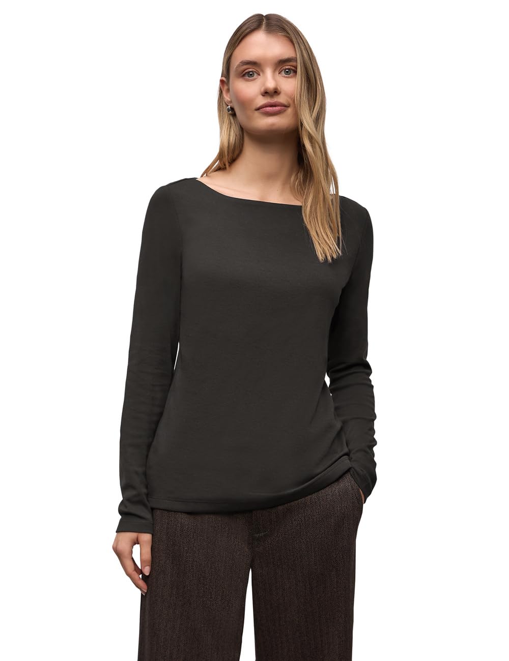 Street One Basic Long-Sleeved Shirt Darkest Brown 42
