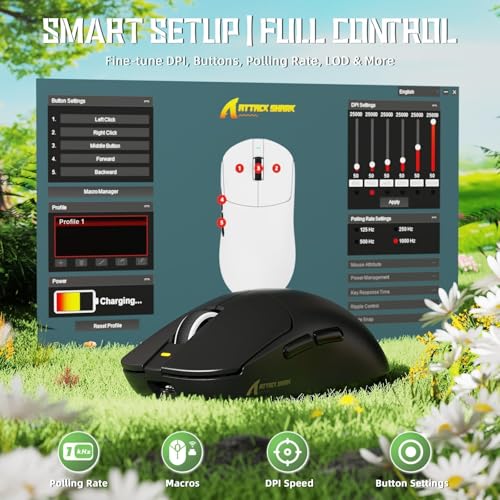 ATTACK SHARK X8 SE Bezprzewodowa Mysz Gamingowa 55g, Sensor PAW3311, Chip BK52820, 25 000 DPI, BT/2.4G/USB-C, 80 Milionów Kliknięć, Bateria 500mAh, Sterownik Online dla PC/Mac– Czarny