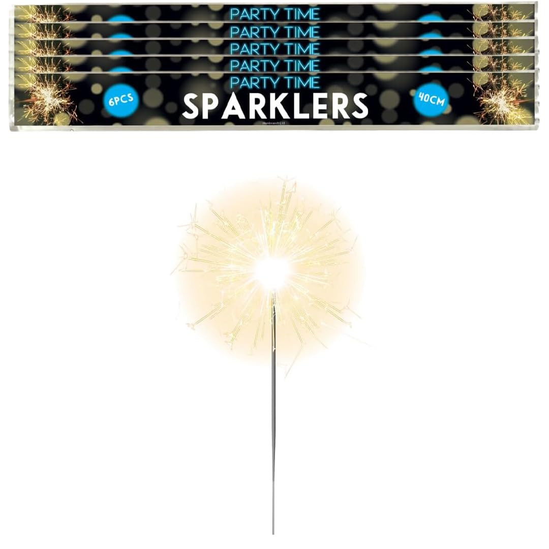 Hand-Held Sparklers 40cm - 5 Packs of 6 - Ideal for Bonfire Night, Halloween, Christmas, and New Year Celebrations - Total of 30 Sparklers