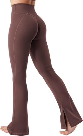 YEOREO Women Flare Split Hem Leggings Workout No Front Seam Gym Yoga Pants