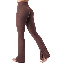 YEOREO Women Flare Split Hem Leggings Workout No Front Seam Gym Yoga Pants | Wide leg, Hidden Scrunch, High Waisted