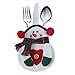 Deggod 8Pcs Christmas Tableware Holders Set, White Snowman Knife and Fork Bags Covers for Thanksgiving New Year Christmas Party Decorations Xmas Dinner Table Decor Ornaments (White)