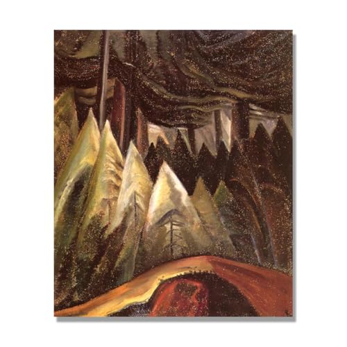 Tableau abstrait forêt Emily Carr pour une décoration murale de salon moderne