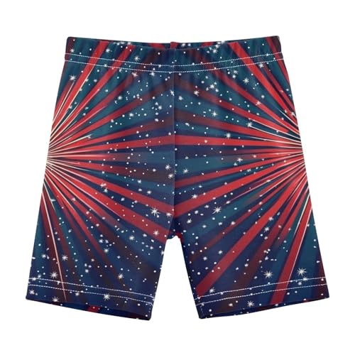 Little Girls Shorts Elastic Cotton Midi Shorts Swimsuit for Beach 6T Independence Day Firework