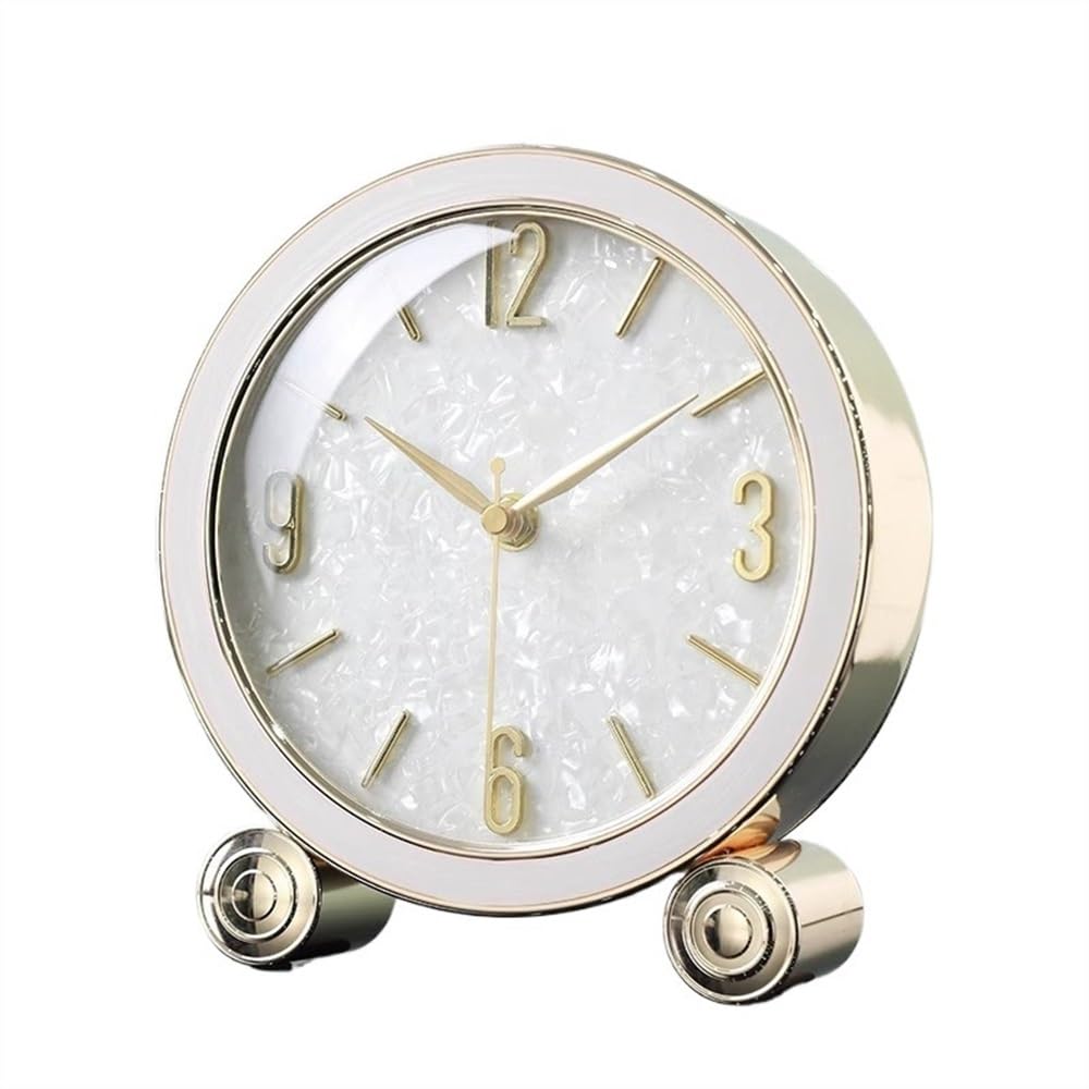 shangguanyun456 Vintage table clock Simple Desktop Clock Silent Non-ticking Desk Clocks Living Room Luxury for Bedrooms Office Kitchen Indoor(White)