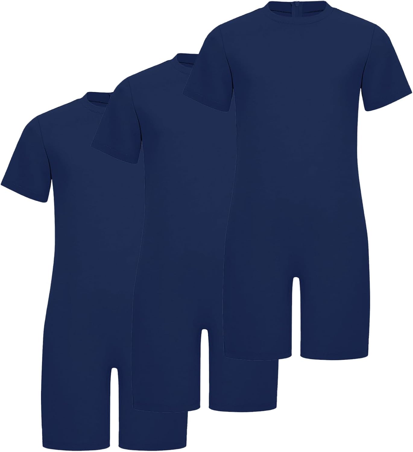 Oyolan 3Pcs Children Girls Boys Special Needs Adaptive Clothing Anti-Strip Romper Short Sleeve Zip Back Jumpsuit