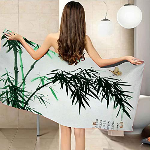 BZGAN Toallas de Microfibra, Toalla Playa Grande Estampado de mariposas de bambú verde, Toalla de Viaje, Deporte y Playa, Ultra Ligeras, Absorbentes y Secado Rápido, ideal para Gimnasio, Yoga, Fitness