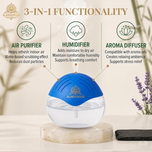 Image of 3-in-1 Aroma Diffuser, Humidifier & Air Purifier | 1500ml Essential Oil Diffuser for Aromatherapy | Cool Mist Humidifier for Home, Bedroom, Office, Spa | Covers 500 Sq.Ft | Blue