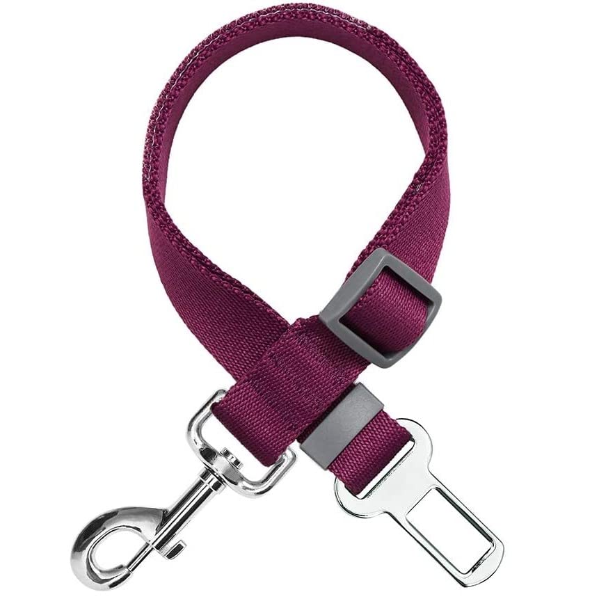 Cinturón de Seguridad Varicolor Lila, Morado Extra Largo, Correa Perro extencible para Arnes Perro Mediano, Accesorios para Perros, Ajustable Universal Cinturon Perro Coche, Accesorios para Coche.