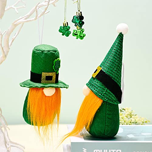 Ornamentos de gnomo, 2 peças, decorações de dia de São Patrício, enfeite de boneca de elfo irlandês