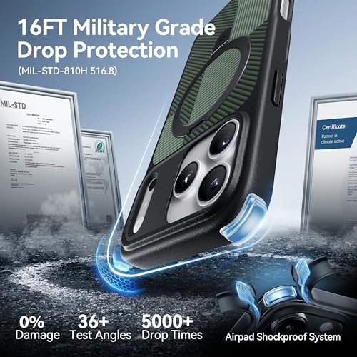 Image of CASEKOO Ultra-Magnetic Stand for iPhone 17 Pro Case, Matcha Green | [Military Drop Protection] [Compatible with MagSafe] Shockproof Translucent Matte Slim Ring for iPhone 17 Pro Phone Case 6.3 inch