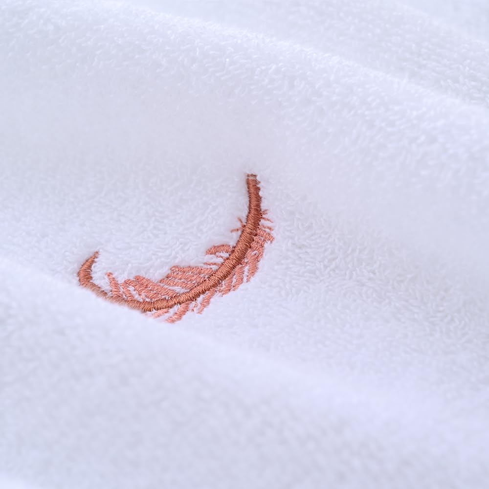 YiLUOMO Pink Feathers Embroidered White Hand Towel Set of 2 Highly Absorbent 100% Cotton Super Soft Decorative Hand Towels for Home Hotel Spa 13 x 29 Inch - Image 8